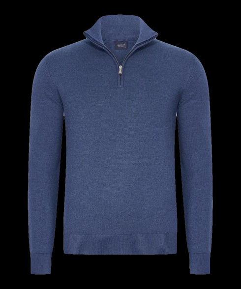 Koningsblauwe half-zip met geribde boorden